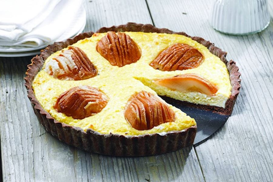 recipe image Čokoládovo-hruškový koláč s tvarohom