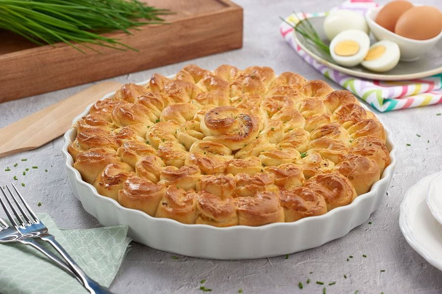 recipe image Slaná briošková ruža so šunkou, syrom a vajcom